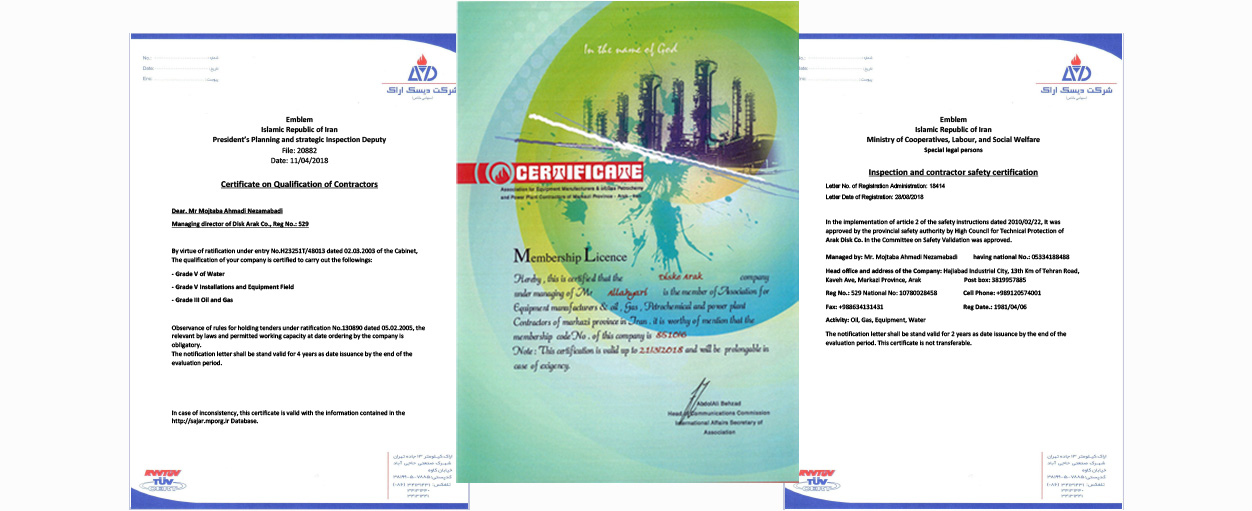 Certificate Arak Disk Co